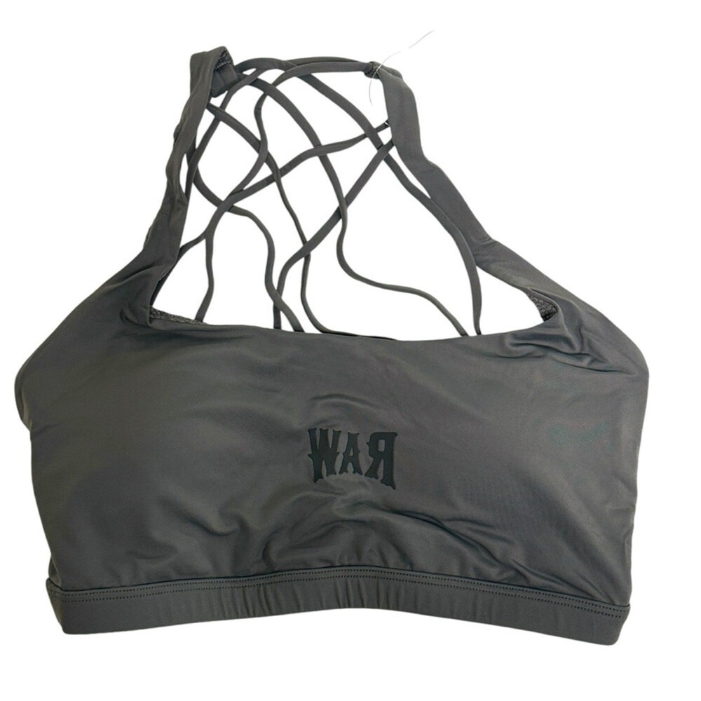 RAWGEAR Women's Gray Strappy Sports Bra Athletic Top Size XS